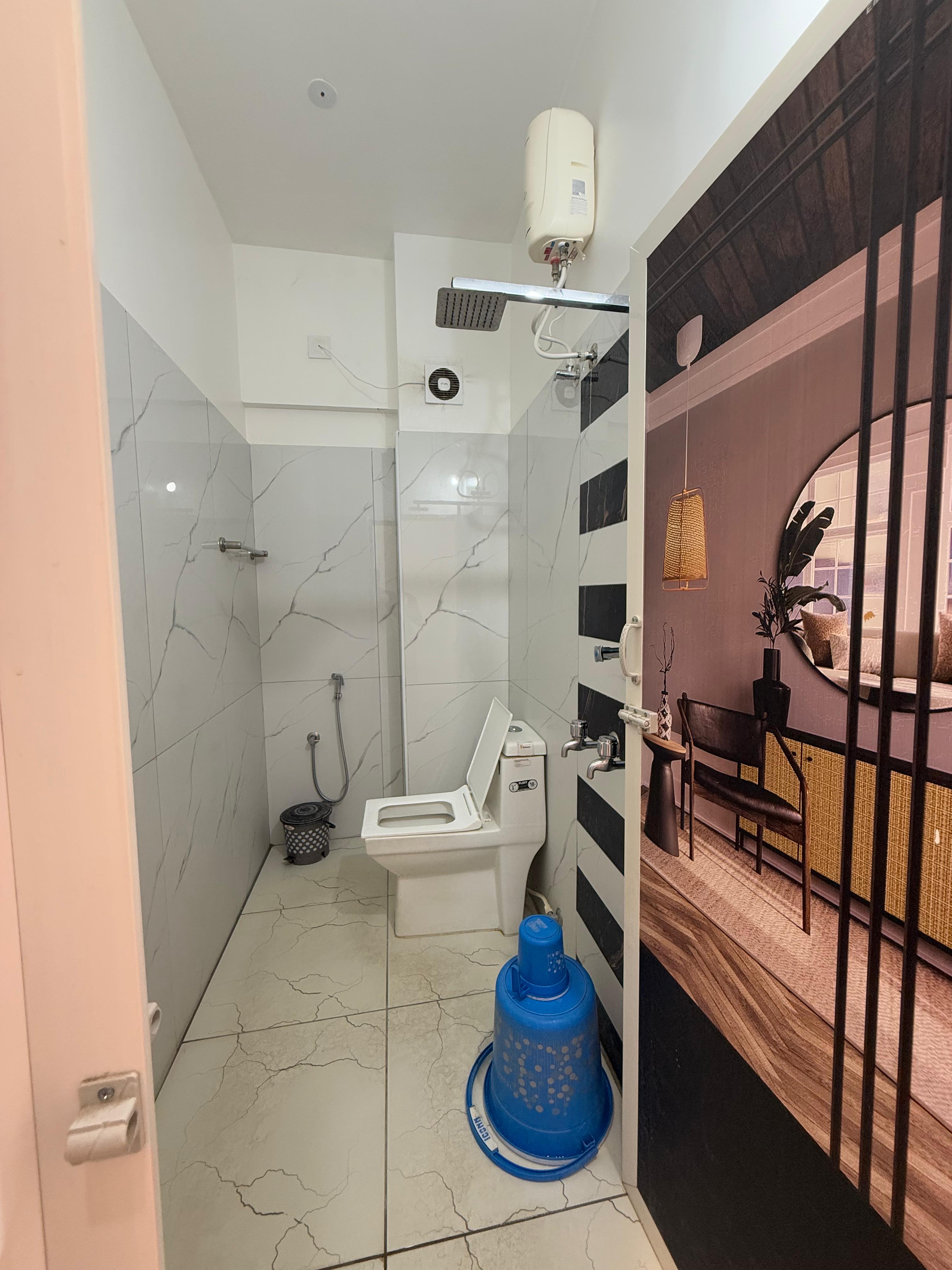 The washroom, just cleaned